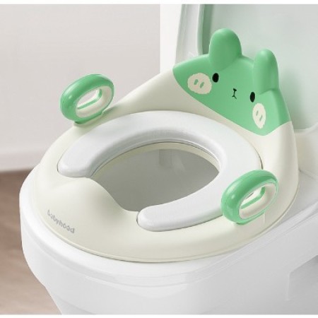 Capac WC cu Reductie, Flippy, pentru Copii, cu Manere, Model Ursulet, Plastic Durabil, Verde