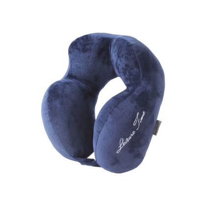 Pernă de Călătorie pentru Gât, Bumbac Moale, Suport Ergonomic cu 4 Puncte de Susținere, Ajustabilă, Albastru