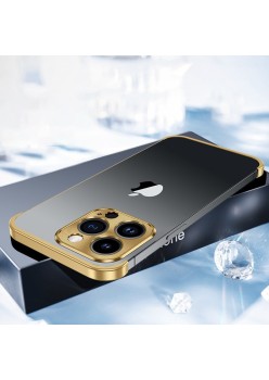 Husa Metalica Edgeless Compatibila cu iPhone 16, Flippy, Protectie pentru Colturi si Camera, Aliaj Aluminiu, Antisoc, Antizgariere, Auriu