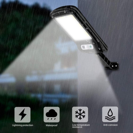Lampa Solara De Exterior LED Flippy, 36 cm x 11.5 cm, 2400Lumeni 100 COB LED 20 W - echivalent 160 W bec incadescent, IP65, Senzor de Miscare, Senzor de Lumina, 1 Grila, Alb Rece