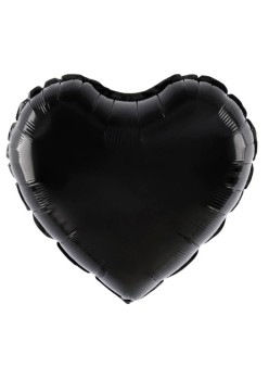 Balon din Folie Metalizata, Flippy, Figurina Inimioara, Model Simplu, Tematica Iubire, 40 cm, Ambalaj Individual, Pai Inclus, Umflare cu Aer sau Heliu, Negru