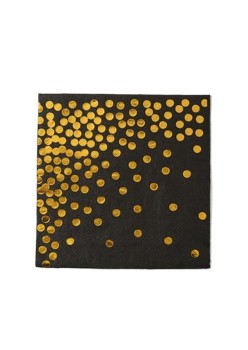 Set 20 de Servetele de Masa, Flippy, Imprimeu cu Buline Aurii, din Hartie, 17 x 17 cm, Negru