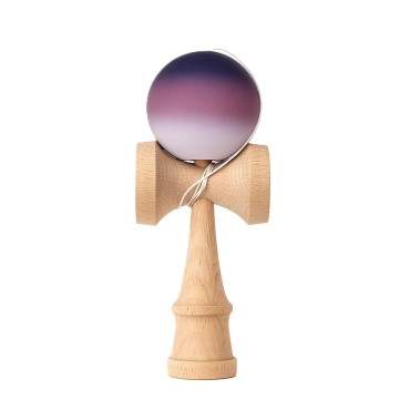 Jucarie Interactiva Kendama, Flippy, din Lemn, 18 cm, Joc de Indemanare pentru Copii si Adulti, Model Gradient 15, Negru/Maro/Alb