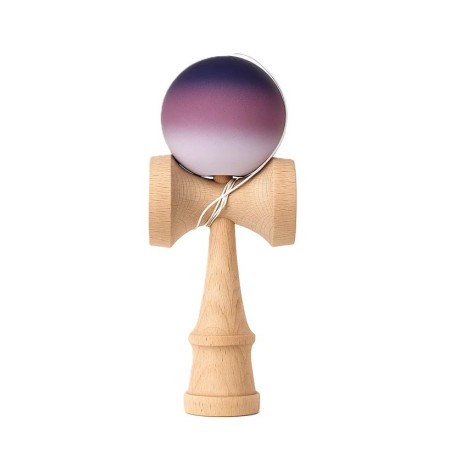 Jucarie Interactiva Kendama, Flippy, din Lemn, 18 cm, Joc de Indemanare pentru Copii si Adulti, Model Gradient 15, Negru/Maro/Alb