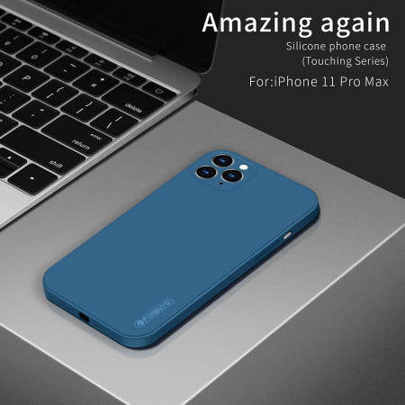 Husa protectie compatibila cu Apple iPhone 11 Pro Max Liquid Silicone Case Albastru inchis