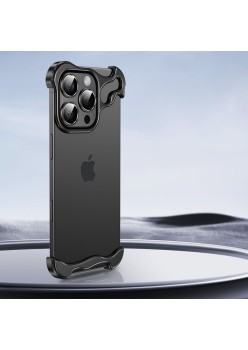 Husa Metalica Compatibila cu iPhone 16 Pro Max, Protectie pentru Colturile Telefonului si Camera, Aliaj, Antisoc, Antizgariere, Negru