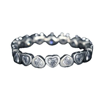 Inel Argint 925 Circular Inimi cu  Pietre M53