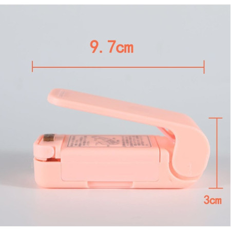 Aparat Portabil de Sigilat Pungi, Etanșare Termică, Funcționare pe Baterii, Spate Magnetic, 9.7x3 cm, Roz