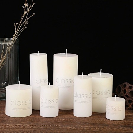 Lumanare Decorativa, Flippy, din Parafina, Cilindrica, Fara Fum si Fara Parfum, 7 x 15 cm, 500 g, Ardere 72h, Ivory Alb