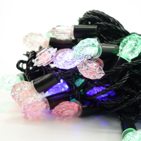 Instalatie de Craciun RGRB Liniara, Model Anise, 10 m, din care 1 m Prelungitor 220V, 40 LED, Interconectabila, Fir Negru, multicolor