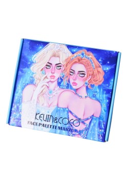 Set de Machiaj Kevin&Coco, 30 de Culori, Farduri de Pleoape, Iluminatoare Lichide, Lip Gloss-uri, Blush, Glitter, Model Regina Ghetii, 24.5x21.2x8.7 cm, Multicolor