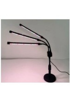 Lampa UV pentru crestere plante Flippy, conectare la retea, 15W, 3 capete, lumina alb/mov, 54 LED-uri, ajustabila pana la 66.5 cm