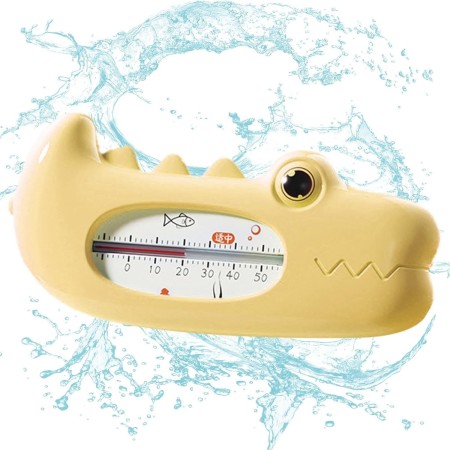 Termometru pentru Baie, Flippy, Plutitor, Rezistent la apa, Multifunctional, Model Crocodil, 2.7x6.5x3.7 cm, Galben