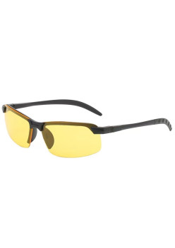 Ochelari pentru Viziune pe Timp de Noapte, Flippy, Polarizati, pentru Condus, Ciclism, cu Lentila Galbena, pentru Protectie, Rama Neagra, Pc, 14 x 3.7 cm, 15.2 g