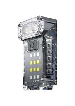Lanterna UV LED Portabila, Flippy, Incarcare USB Tip C, Raza 50 m, 5W, 3 Culori de Lumina, 1200 mAh, 8 x 2 x 4.2 cm, Transparent Fluorescent