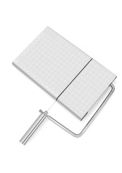 Feliator manual Flippy, pentru cascaval, salam, prajituri, unt, din otel inoxidabil, usor de curatat si utilizat, 5 lame de schimb incluse, picioare antiderapante, 21 x 12.2 x 2.8 cm, argintiu