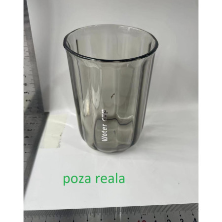 Cana de Apa pentru Clatit, Flippy, pentru Periuta de Dinti, 200 ml, 10.4 x 7.3 cm, Gri Transparent