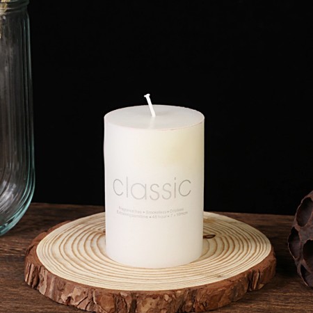 Lumanare Decorativa, Flippy, din Parafina, Cilindrica, Fara Fum si Fara Parfum, 7 x 10 cm, 300 g, Ardere 48h, Ivory Alb