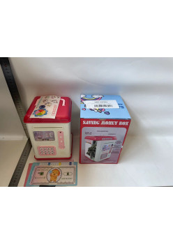 Set Pusculita pentru Copii, Flippy, Tip ATM, Parola cu Amprenta, Roz, 580 g