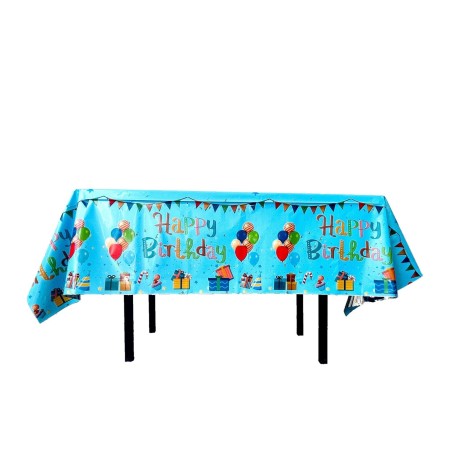 Fata de Masa, Flippy, din Folie, Imprimeu Happy Birthday cu Baloane, 137 x 183 cm, Albastru