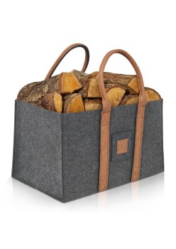 Cos Multifunctional pentru Rufe, Cos Depozitare, Flippy, Gri Inchis, 50x34x32, Geanta Durabila pentru Lemne si Accesorii