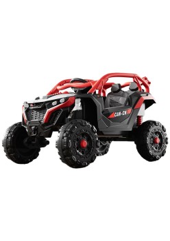 Masina Electrica pentru Copii, Flippy, Tip Buggy/UTV Off-Road Dual Drive, Conectare Bluetooth, Telecomanda, Lumina Intermitenta si Muzica, Baterie 380*2, 6V 7Ah, 97 x 62 x 58 cm, Rosu Negru