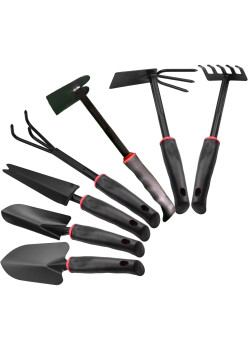 Unelte Grădină, Set 7  pentru Plantare și Îngrijire, PVC + Carton, 31.5 x 8 cm, Negru