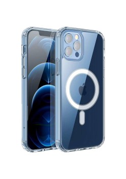 Husa protectie Flippy pentru iPhone 14 Pro Max Mag Safe, 2 in 1 incarcare si magnet, Acril, Transparenta