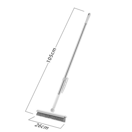 Perie de Curatare pentru Podele si Rosturi, Flippy, Lungime Maner 105 cm, Capat Pivotant 180 Grade, Peri din PP, Otel si Plastic, Cleste pentru Scame si Par Inclus, Alb