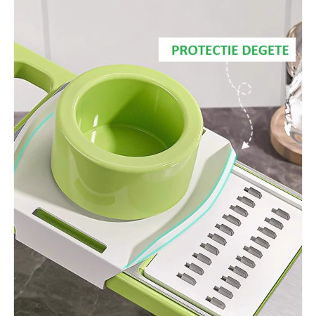 Set Razatoare 7 Piese, Otel Inoxidabil, Ideal Legume, Fructe si branzeturi, Gri-Verde