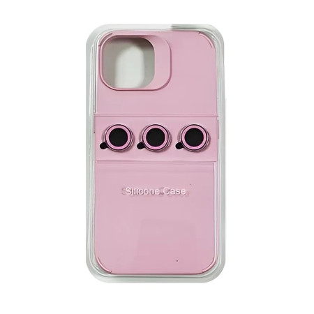 Husa Apple iPhone 13 Pro, Flippy, din Silicon Lichid, Interior din Microfibra, Lentile Fosforescente de Protectie Camera, Anti Amprenta, Rezistenta la Socuri, Roz