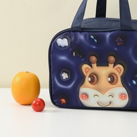 Geantă Frigorifică, Flippy, cu Desene Animat 3D, Portabilă pentru Copii, de Prânz, din Pânză Oxford, 27.5x18x20 cm, Model Cerb, Albastru