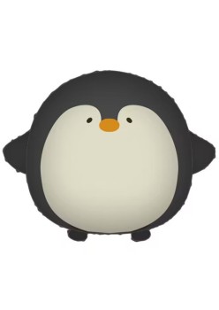 Balon din Folie Metalizata, Flippy, Figurina Animata, Model Pinguin, 54 x 48 cm, Ambalaj Individual, Pai Inclus, Umflare cu Aer sau Heliu, Negru