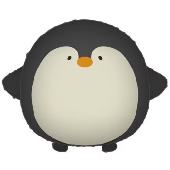 Balon din Folie Metalizata, Flippy, Figurina Animata, Model Pinguin, 54 x 48 cm, Ambalaj Individual, Pai Inclus, Umflare cu Aer sau Heliu, Negru