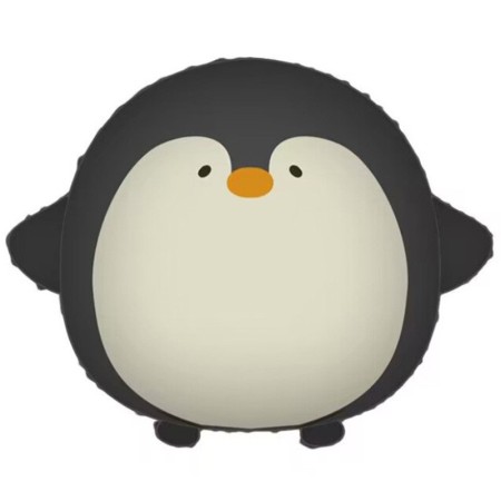 Balon din Folie Metalizata, Flippy, Figurina Animata, Model Pinguin, 54 x 48 cm, Ambalaj Individual, Pai Inclus, Umflare cu Aer sau Heliu, Negru