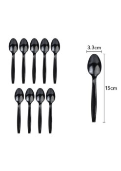 Set 10 Linguri de unica folosinta 15 x 3.3 cm, negru