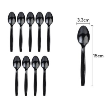 Set 10 Linguri de unica folosinta 15 x 3.3 cm, negru