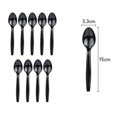 Set 10 Linguri de unica folosinta 15 x 3.3 cm, negru