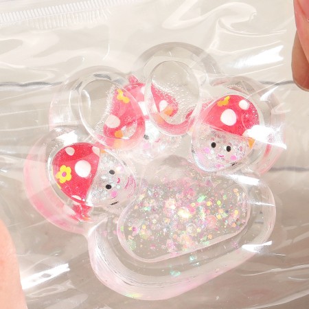 Jucarie Antistres Squishy, Flippy, Labuta de Pisica Pufoasa, cu Revenire Lenta, 7 x 6.5 cm, Model Ciuperca, Multicolor