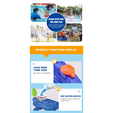 Pistol cu Apa Copii/Adulti, 6ani+,  Albastru, Aqua Blaster, 300ML