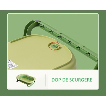Cada Pliabila pentru Baie, Flippy, din PP+TPR, pentru Copii 0-6 Ani, Model Crocodil, Dop de Scurgere, 80x54x21 cm, Verde