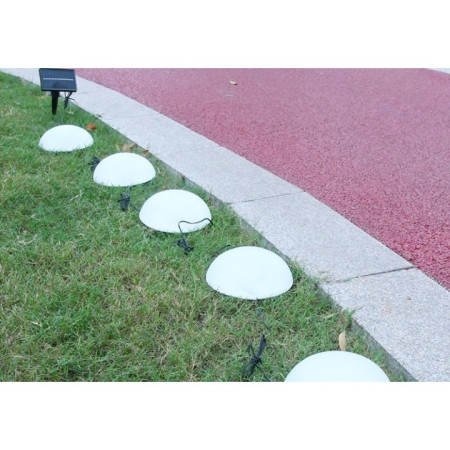 Decorațiune Solară pentru Grădină, Lampă cu 5 Ciuperci, Iluminare Alb Cald, IP44, Autonomie 10h