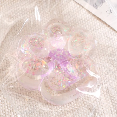 Jucarie Antistres Squishy, Flippy, cu Revenire Lenta, Model Cat Paw, 6.5 x 7 cm, din Tpr, 4-6 Ani, Model 2 Flori, Transparent