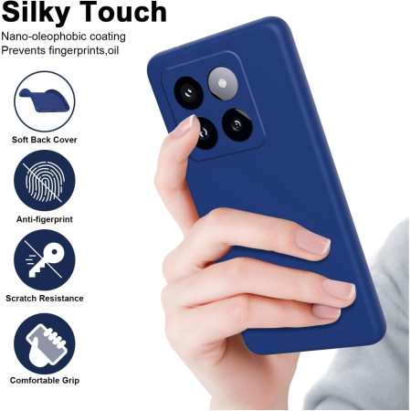 Husa de Protectie, Flippy, pentru Xiaomi 14, Liquid Silicone, cu Microfibra pe Interior, Protectie Antisoc, Compatibil Incarcare Wireless, Albastru