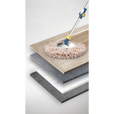 Set Galeata si Mop Rotativ 360°, Flippy, Cu Dubla Actiune Centrifuga, Pentru Uz Casnic, Maner din Otel Inoxidabil Telescopic, 2 Capte din Bumbac, 46x27x29 cm, Alb