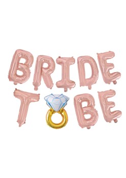 Set Baloane din Folie Metalizată, Flippy, Model Bride To Be, Litere de 40 cm, Baloane Party, Ambalaj Individual, Pai Inclus, Umflare cu Aer sau Heliu, Roz