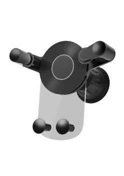 Suport Auto de Telefon, Flippy, pentru Ventilatie, din ABS, cu Clipsuri, Rotativ, 12x9.5x12 cm, Negru-Transparent