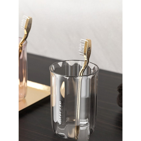 Cana de Apa pentru Clatit, Flippy, pentru Periuta de Dinti, 200 ml, 10.4 x 7.3 cm, Gri Transparent
