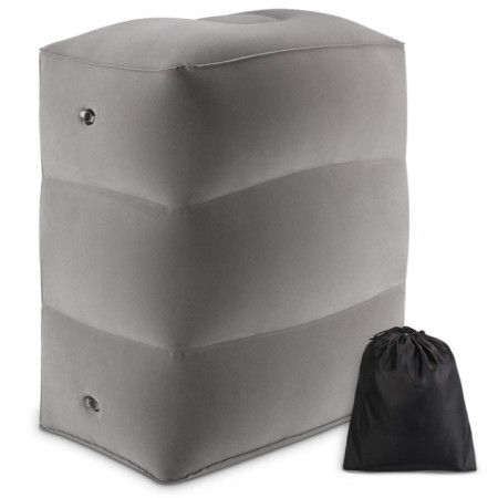 Pernă Gonflabilă Multifuncțională, 3 Straturi cu Înălțime Reglabilă, Suport pentru Picioare și Cap, 17.8 x 25.4 x 42.9 cm, Gri Închis