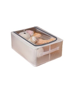 Cutie Depozitare Pantofi Pliabila, Transparenta, 40x30x15 cm, Plasa PVC Impermeabila, Cadru Otel, Fermoar Dublu